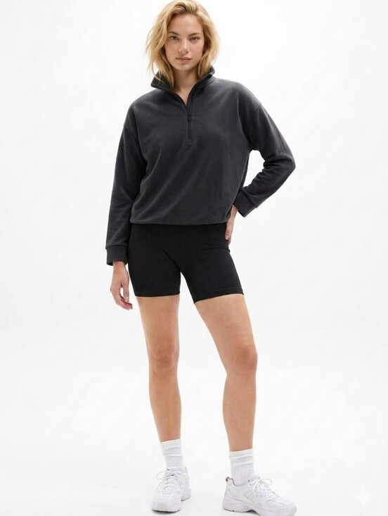 Athleta Jackets & Blazers - ATHLETA Half Zip Pouch Black Light Weight Jacket | XL